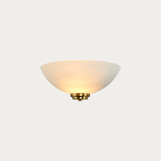 Antique brass plate & white glass