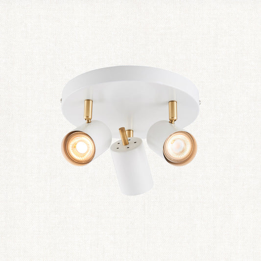 Matt white paint & satin brass plate