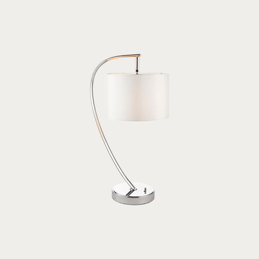 Seraphina Table Lamp in Bright Nickel and Vintage White Fabric