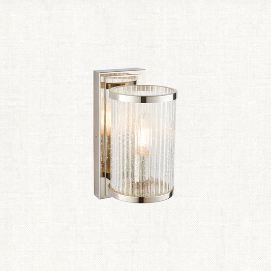 Bright nickel plate & ribbed bubble glass