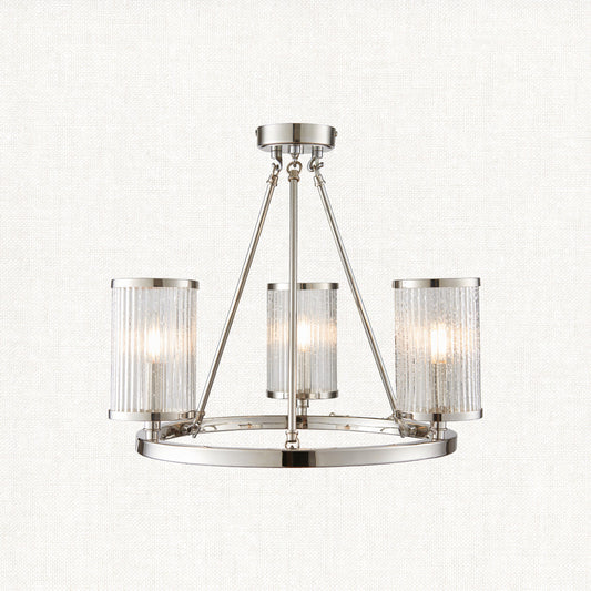 Bright nickel plate & ribbed bubble glass