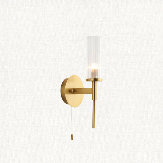 Satin brass plate & clear ribbed glass