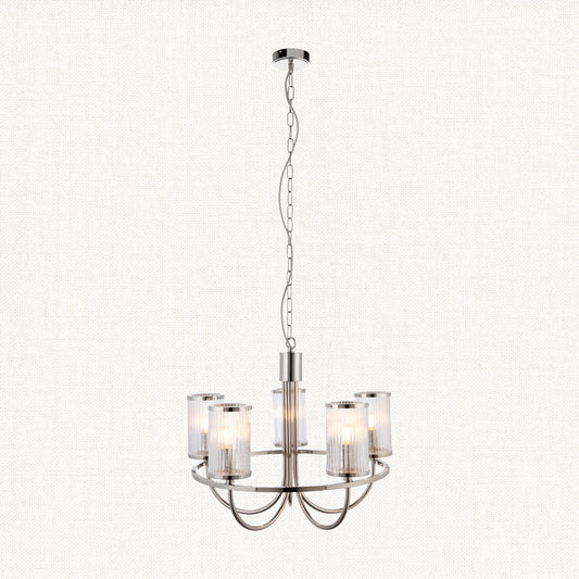 Bright nickel plate & ribbed bubble glass