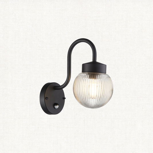 Textured black & clear ribbed glass