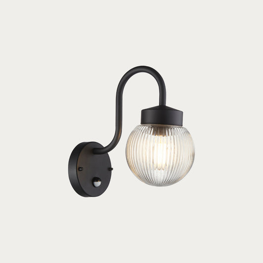 Textured black & clear ribbed glass