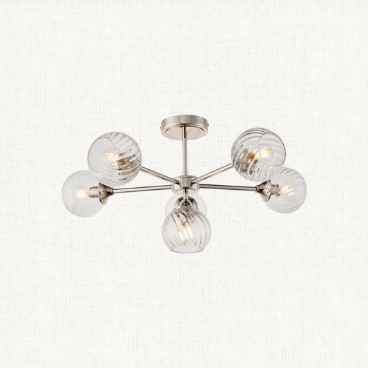 Bright nickel plate & clear spiral glass