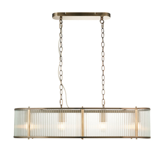 Antique brass plate & clear ribbed glass