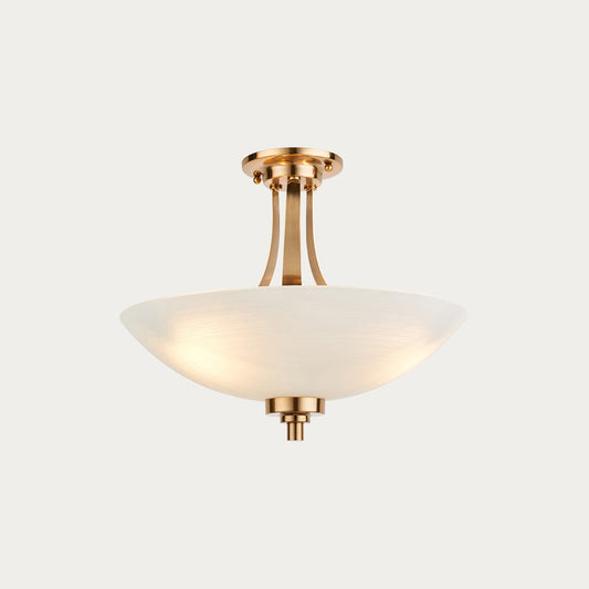 Brushed aged brass plate & white glass