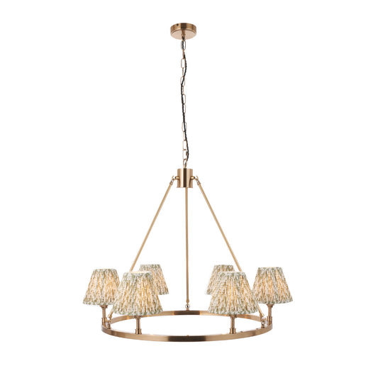 Brushed Aged Brass Plate & Herb Garden Green Fabric