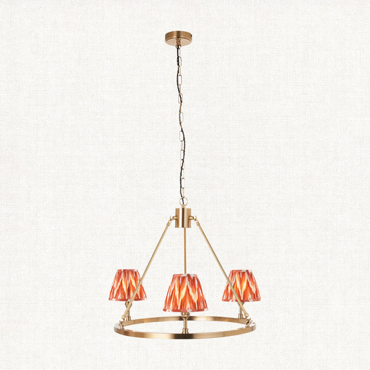 Brushed Aged Brass Plate & Apricot Orange Fabric