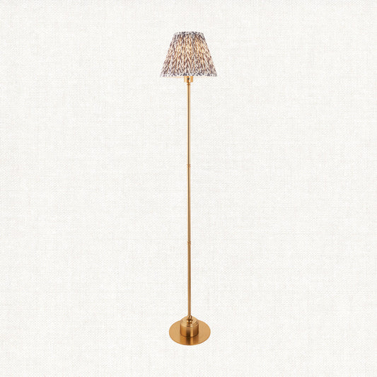 Brushed Aged Brass Plate & Pearl Grey Fabric