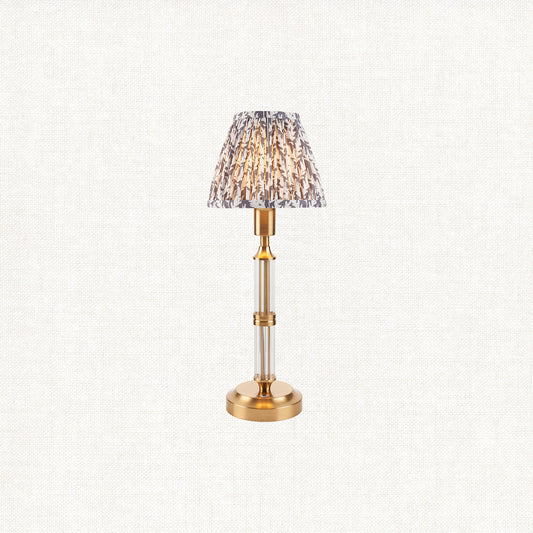 Brushed Aged Brass Plate & Pearl Grey Fabric