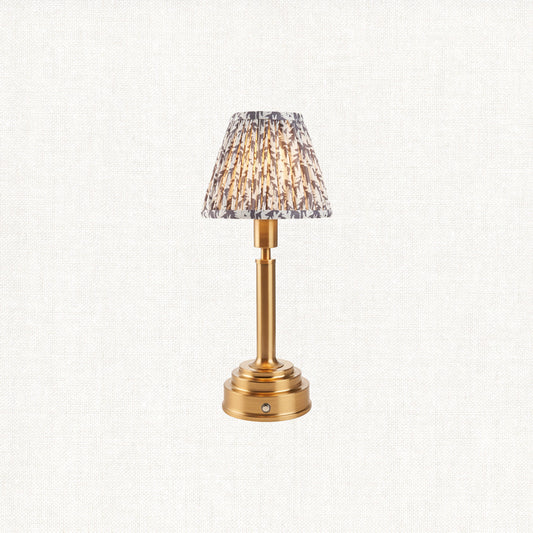 Brushed Aged Brass Plate & Pearl Grey Fabric