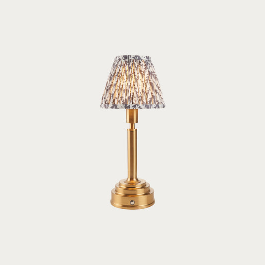 Brushed Aged Brass Plate & Pearl Grey Fabric