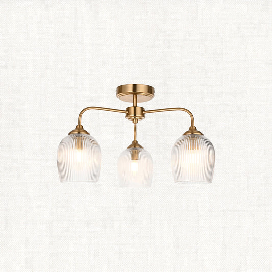 Ashton Ribbed 3-Light Semi-Flush Light