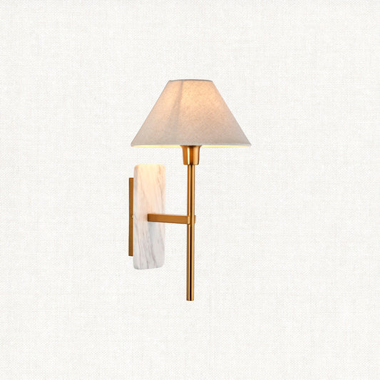 White Volakas Marble & Vintage Brass With Natural Linen