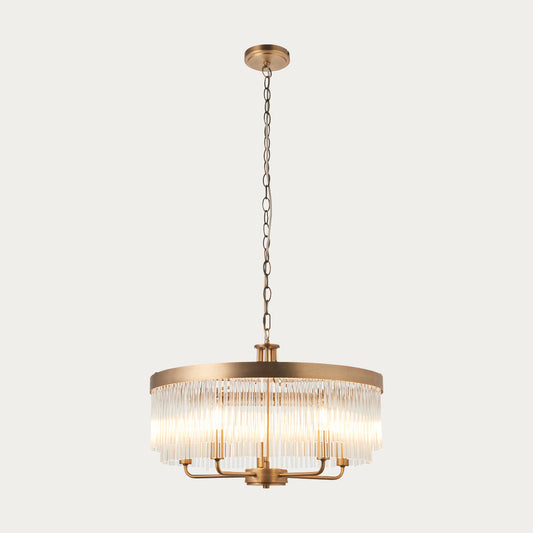 Colmn 5-Light Pendant Light in Warm Antique Brass