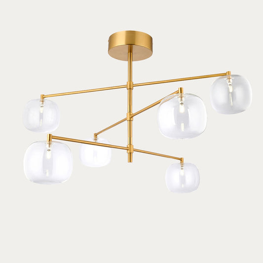 Osla 6 Light Glass Pendant Light with Antique Brass