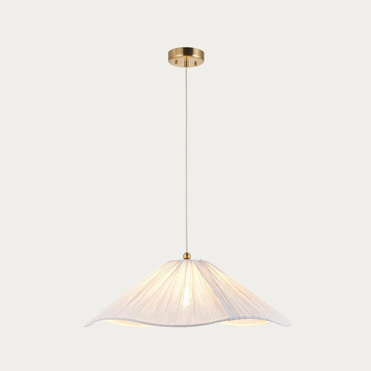 Ivetta Large Scalloped Shade Vintage Pendant Light in Brushed Brass