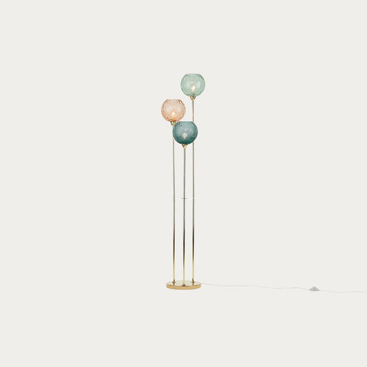 Polished Brass & Blue/Pink Toned Glass