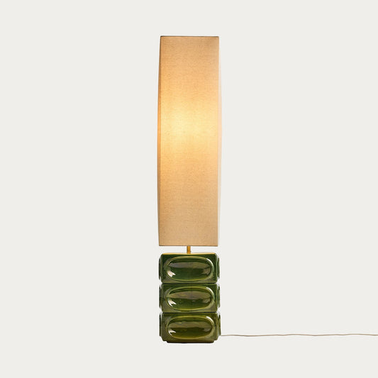 Green Reactive Glaze & Natural Faux Linen