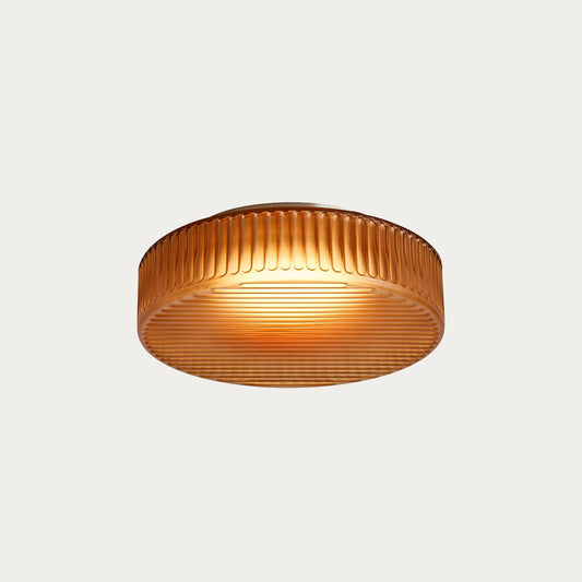 Amber Frosted Glass & Brushed Silver