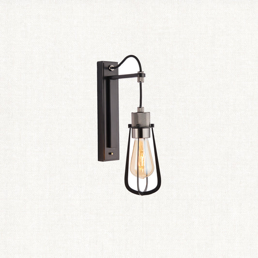 Cave Metal Caged Wall Light in Black