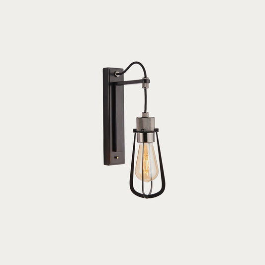 Cave Metal Caged Wall Light in Black