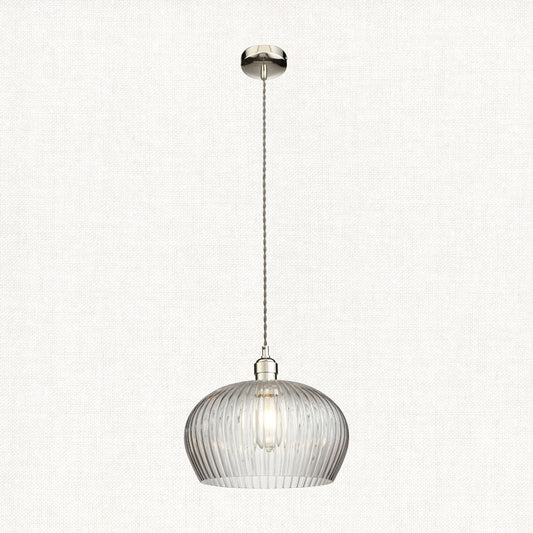 Bright nickel plate & ribbed glass Wide
