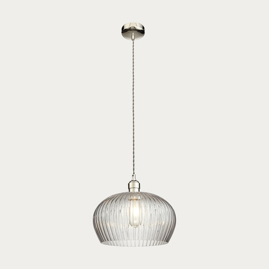 Bright nickel plate & ribbed glass Wide