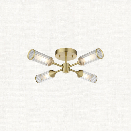 Juliette Semi Flush Glass Light in Brushed Brass