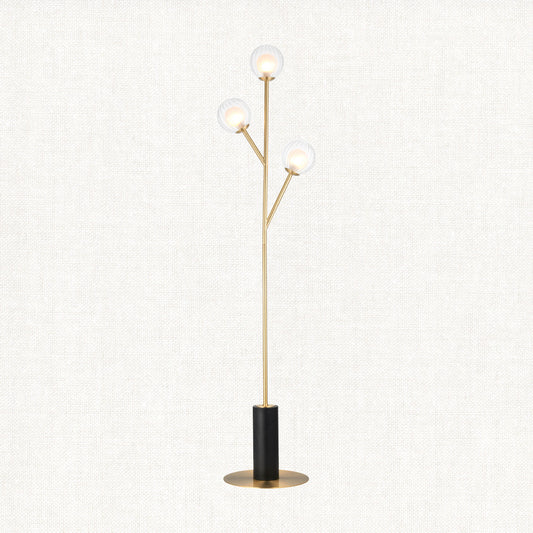 Ariella Frosted Glass Floor Light in Satin Brass