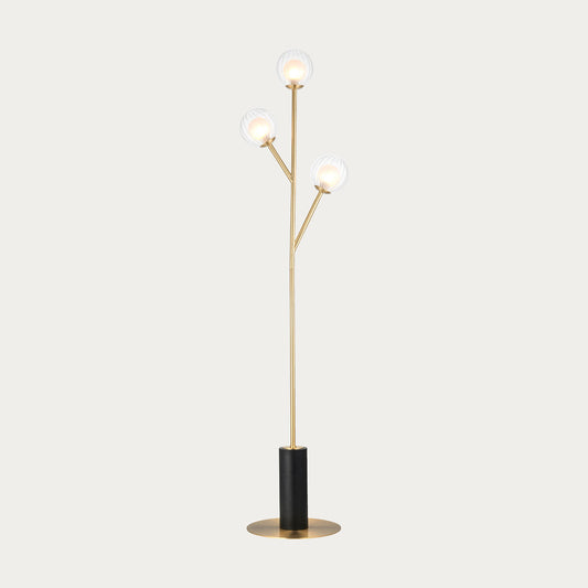 Ariella Frosted Glass Floor Light in Satin Brass