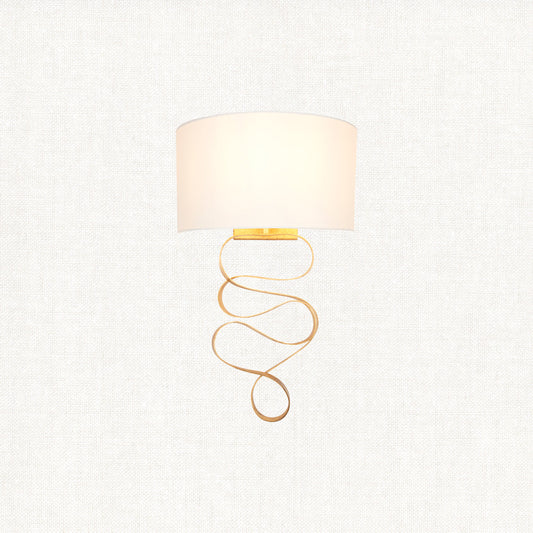 Vivienne Gold Ribbon Wall Light with Ivory Shade
