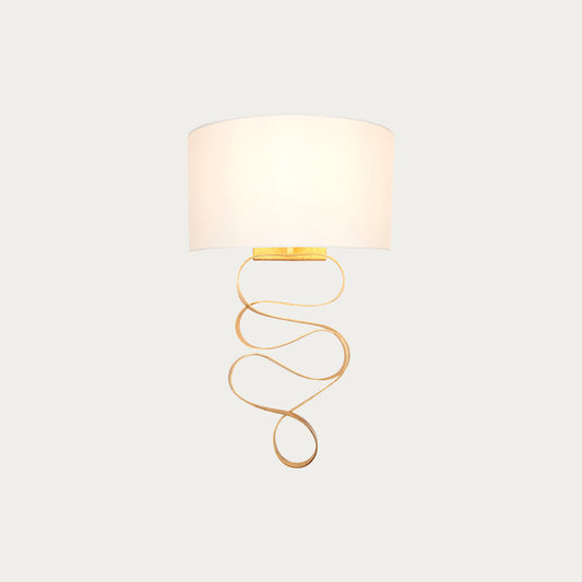 Vivienne Gold Ribbon Wall Light with Ivory Shade