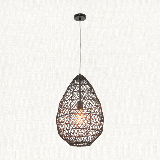 Ezra Pendant in Black Rattan
