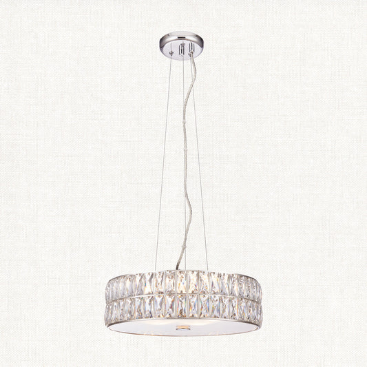 Elara Clear Crystal Five Light Pendant in Chrome