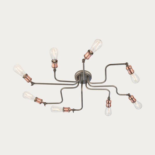 Russell Eight-Light Semi-Flush Light in Pewter