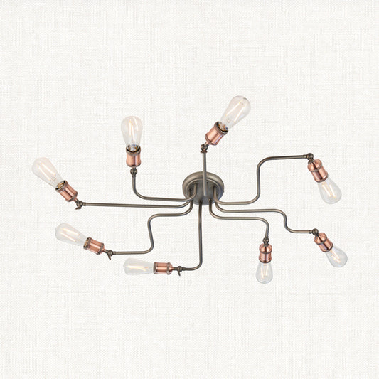 Russell Eight-Light Semi-Flush Light in Pewter