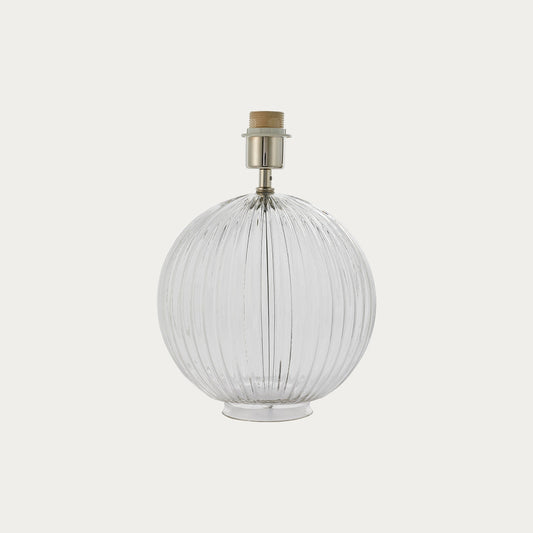 Jem Clear Ribbed Glass Table Lamp Base in Satin Nickel