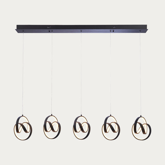 Flair Five Light Pendant in Textured Black