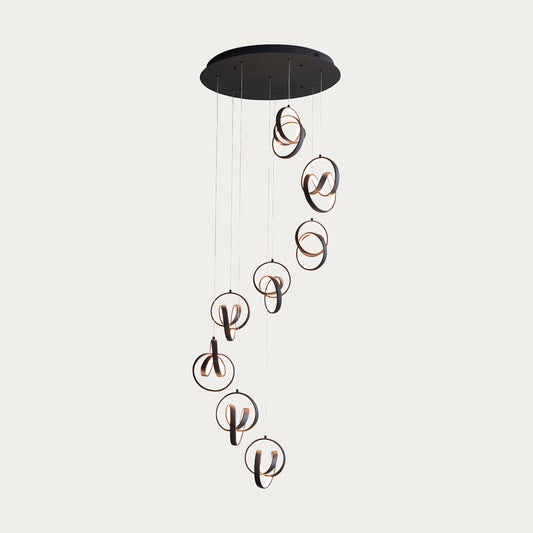 Flair Eight Light Pendant in Textured Black