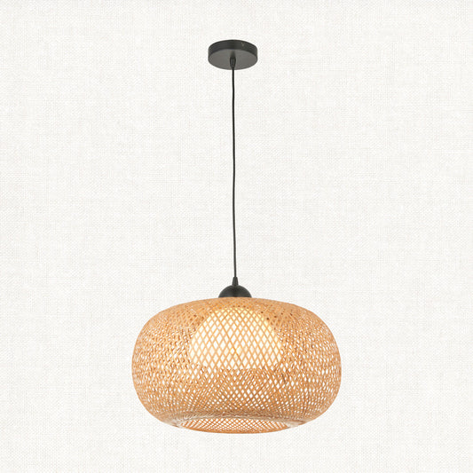 Estelle Natural Bamboo Round Pendant in Matt Black