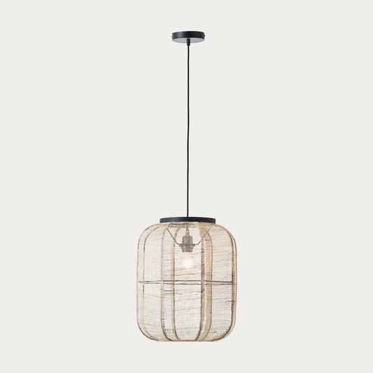 Ren Dark Plywood Oval Pendant in Matt Black