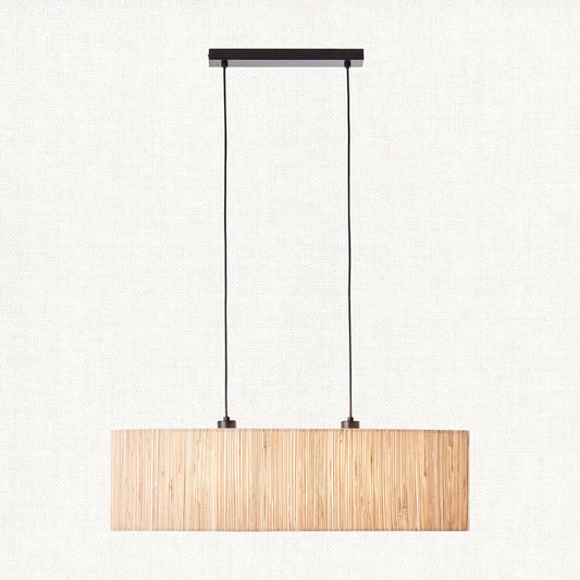 Luna Natural Seagrass Two Light Pendant Light in Matt Black