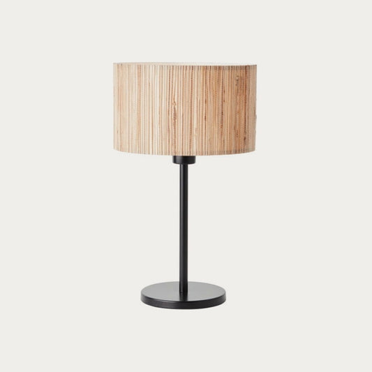 Luna Natural Seagrass Table Lamp in Matt Black