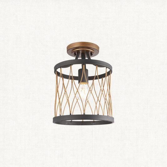 Francis Flush Light in Matt Black and Rustic Bronze