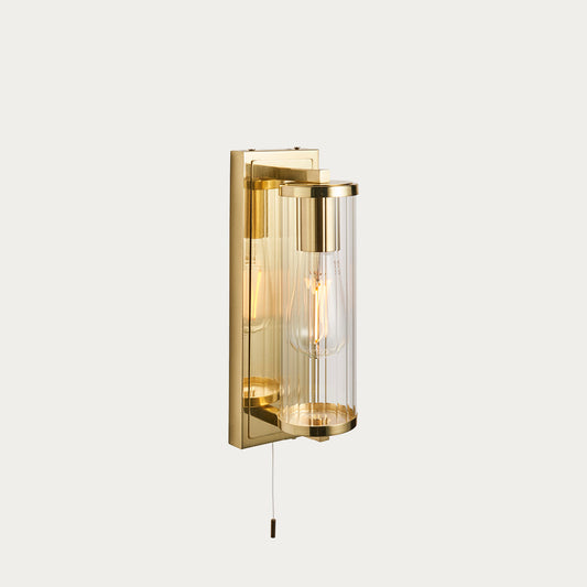 Satin brass plate & clear ribbed glass