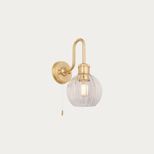 Satin brass plate & clear ribbed glass