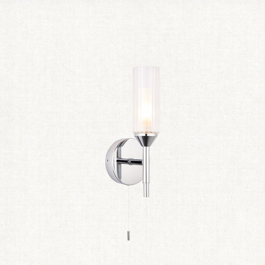 Chrome plate & clear/frosted ribbed glass